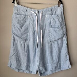 Marc Cain Shorts Womens N 5 US 10 Blue Utility Cargo Drawstring Pockets Summer